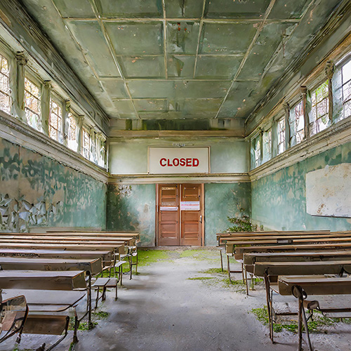 Abandoned classroom